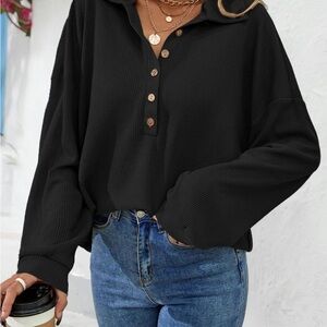 Black Button-Up Women's Top